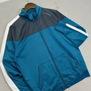 Brooks Running Track Jacket Teal Gray White Athletic Full Zip Men Size Large